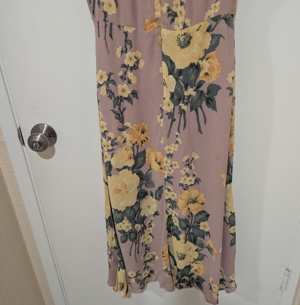 Reformation Pink Off-Shoulder Midi Dress with Yellow Floral Print - Picture 8 of 16